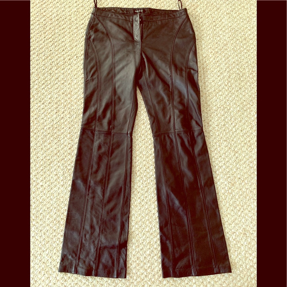 bebe black leather pants